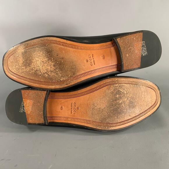 GUCCI Size 12 Black Embroidery Leather Horsebit Loafers main image 6